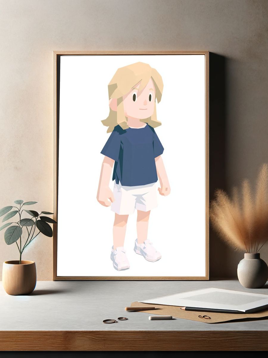 Low-Poly Child Illustration Poster. — room view 2