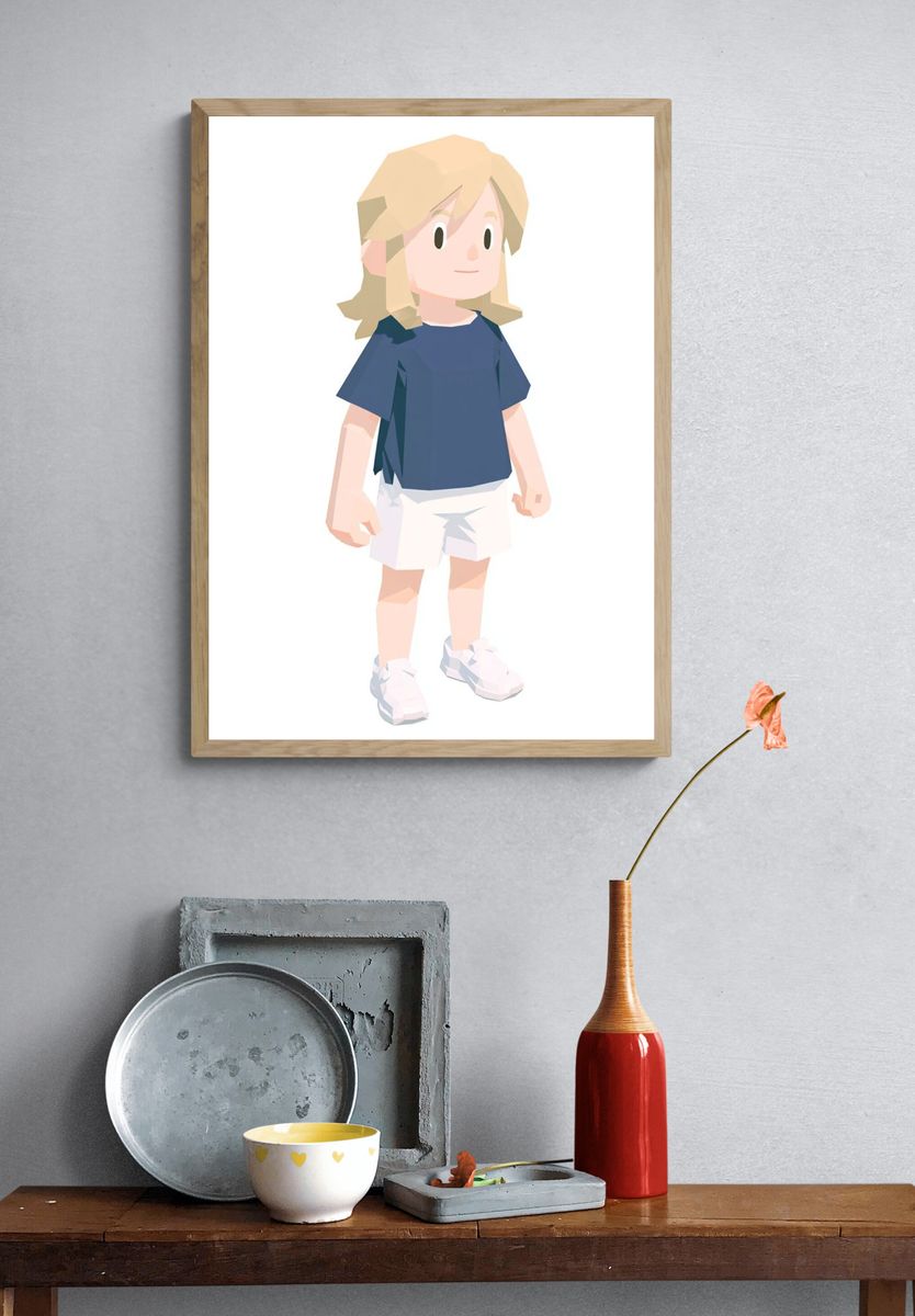 Low-Poly Child Illustration Poster. — room view 3