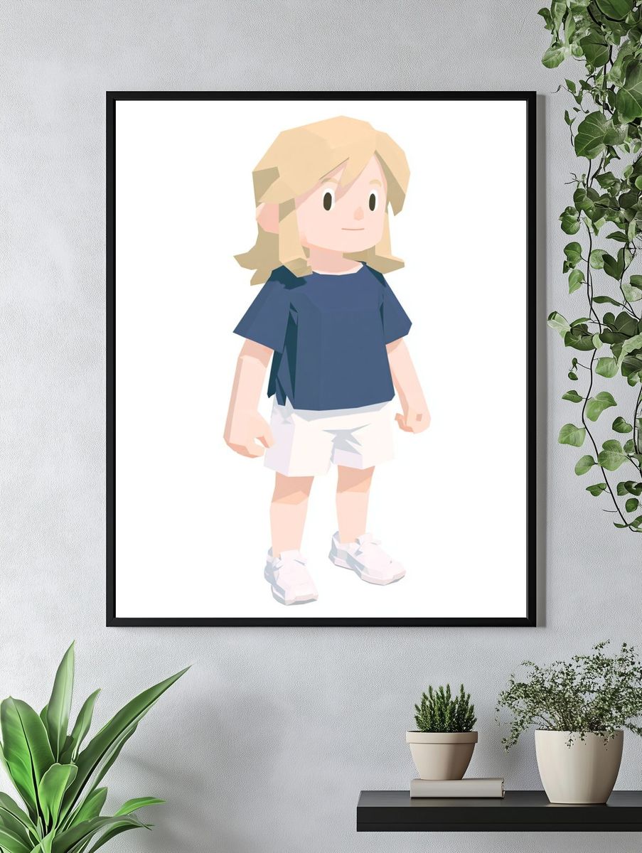Low-Poly Child Illustration Poster. — room view 4