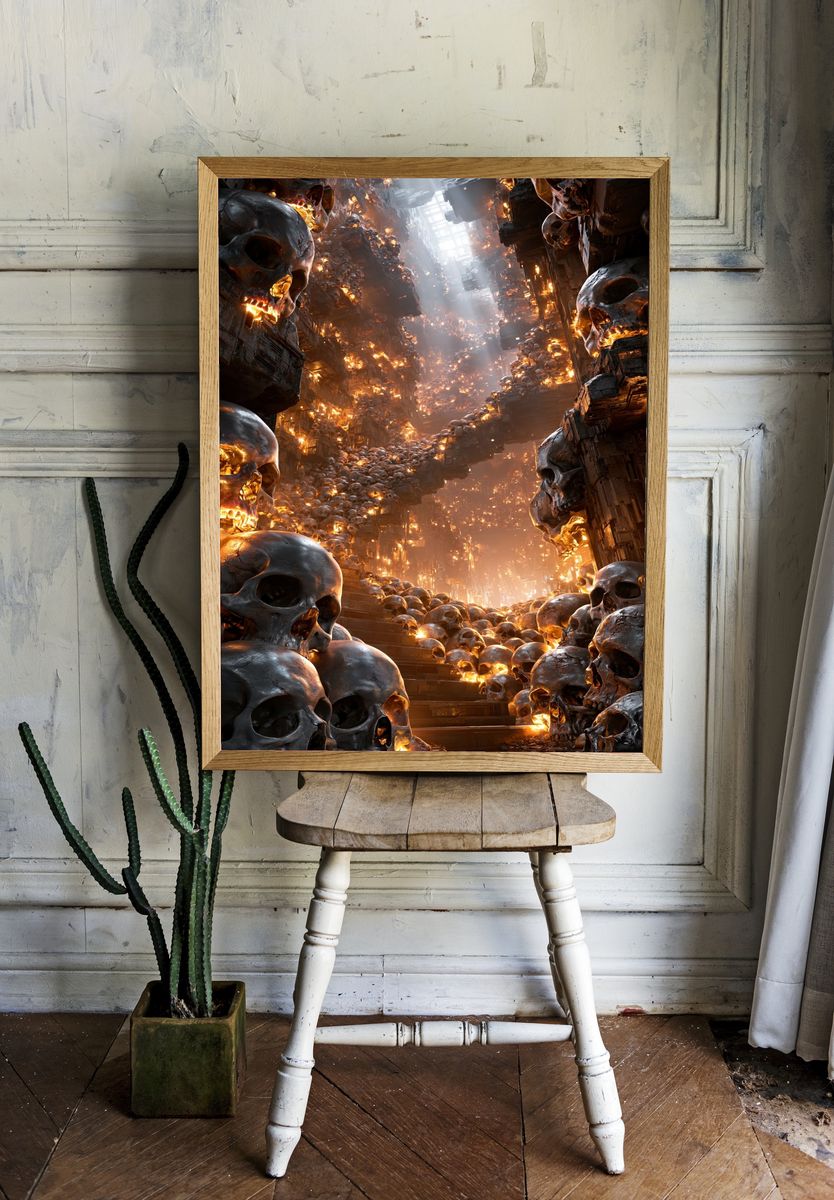 Skull Catacombs Digital Art Poster. room preview