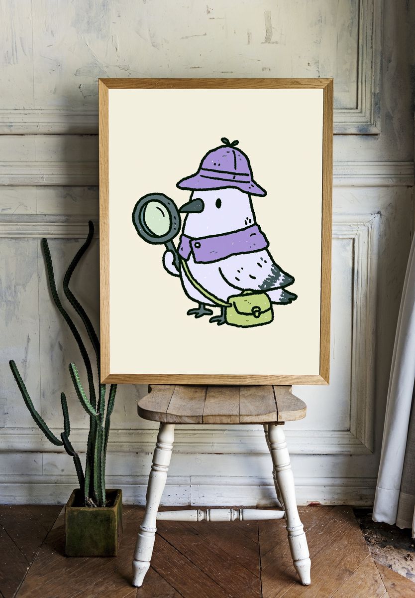 Detective Bird Illustration Poster. room preview