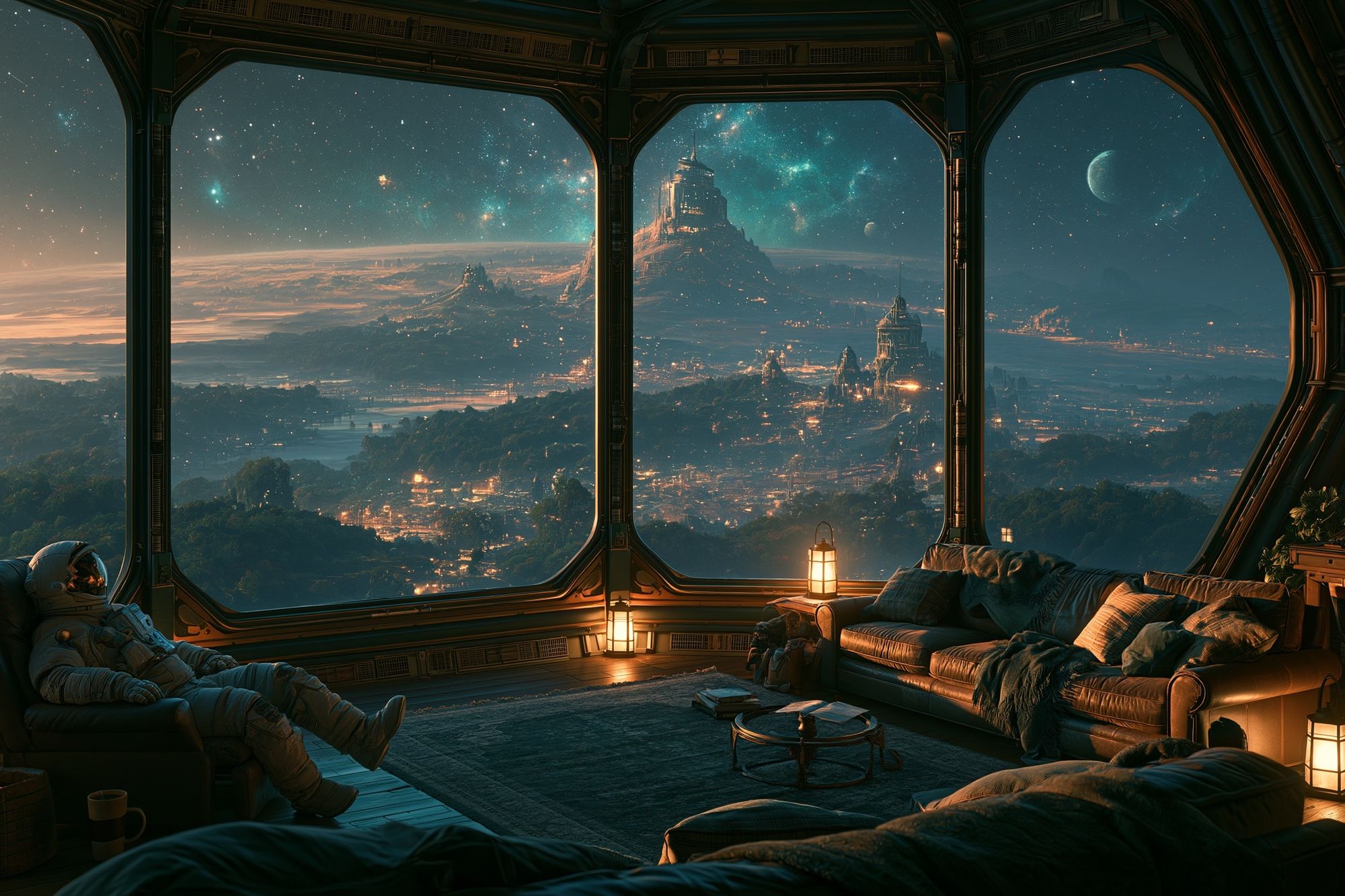 Astronaut Overlook Sci-Fi Print. poster detail