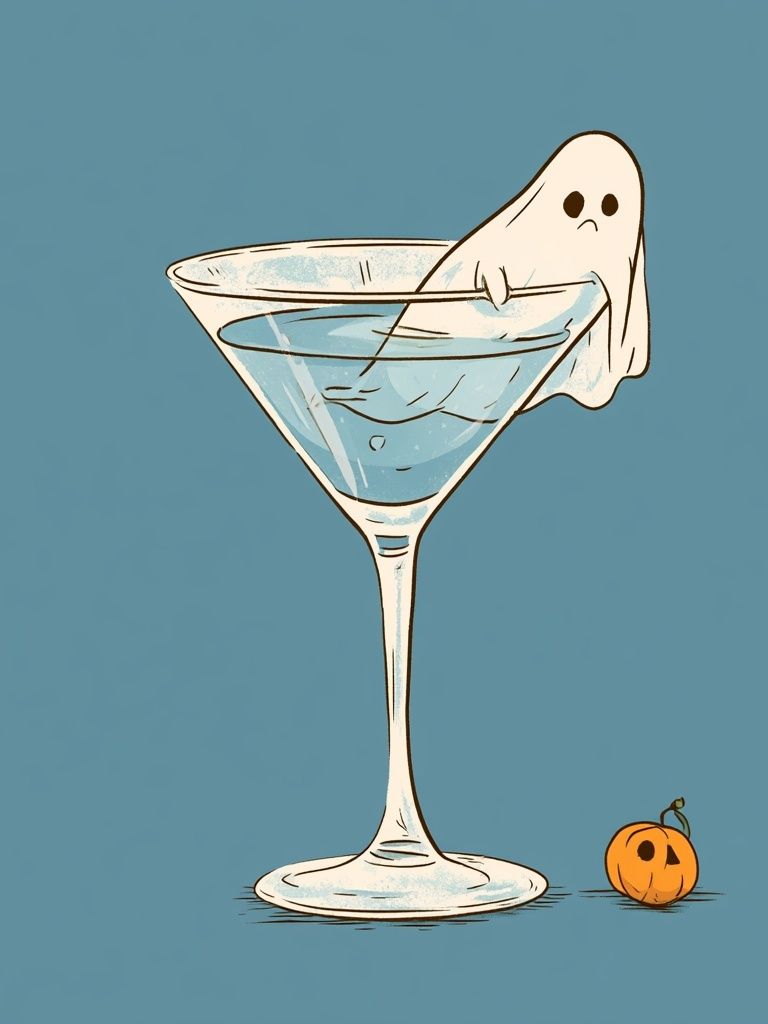 Ghost Martini Illustration Poster. poster detail