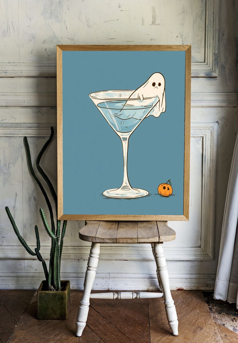 Ghost Martini Illustration Poster. room preview