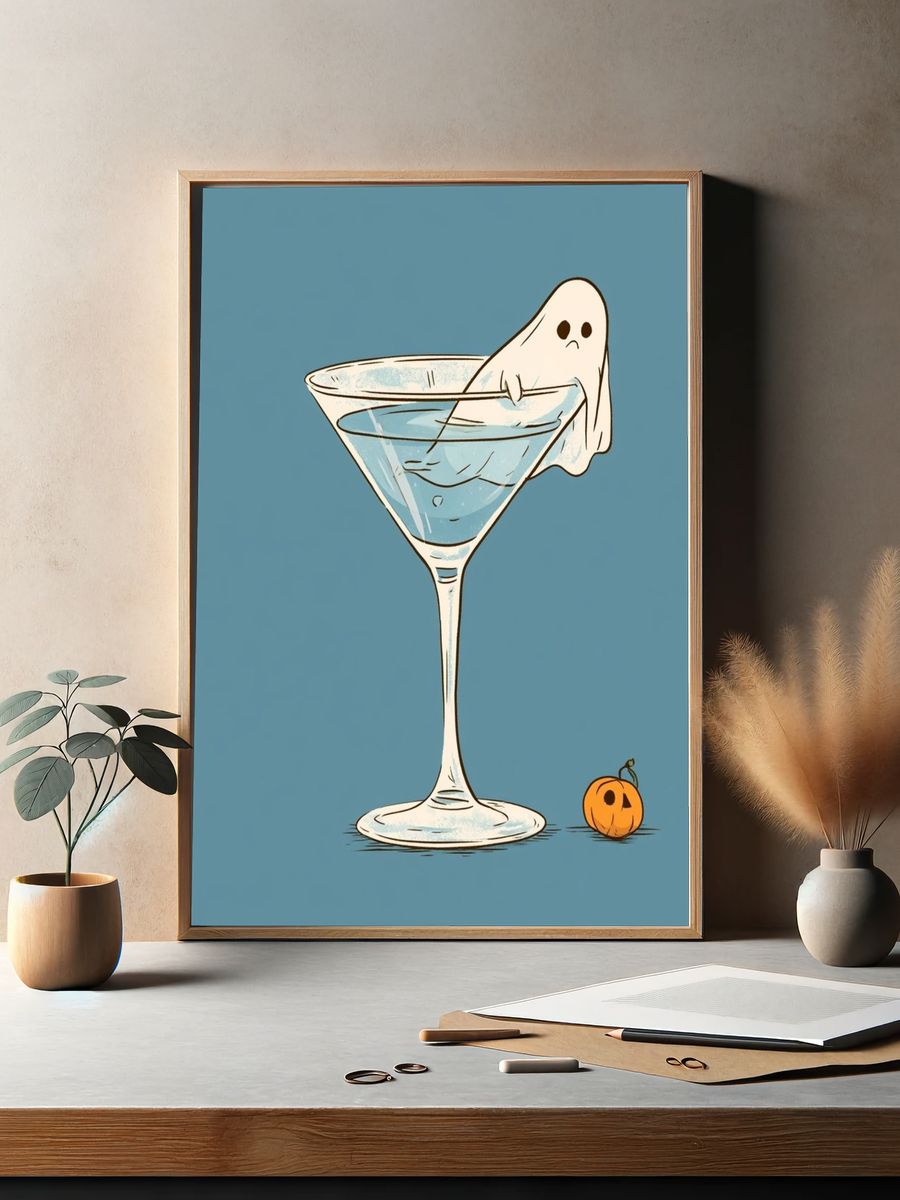 Ghost Martini Illustration Poster. — room view 2