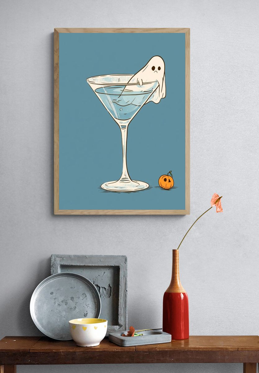 Ghost Martini Illustration Poster. — room view 3