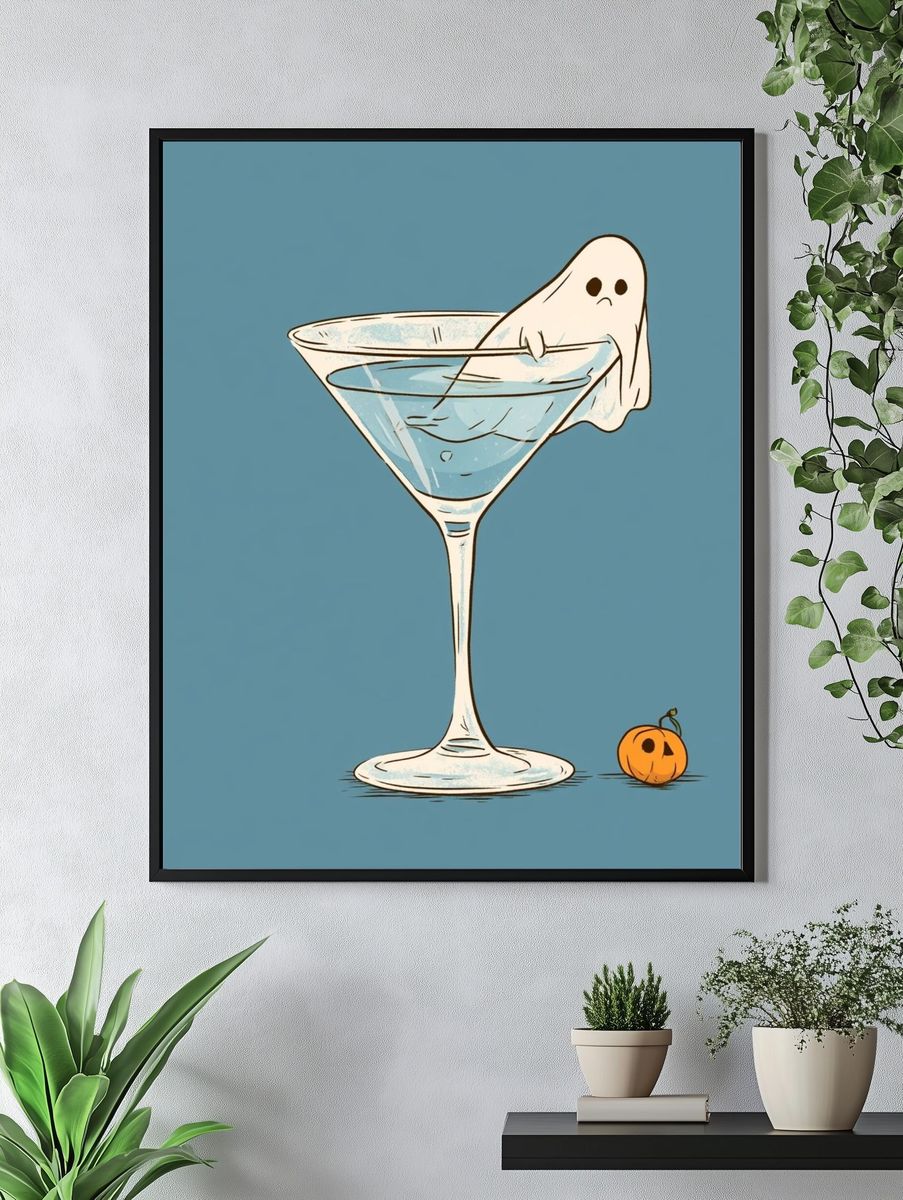 Ghost Martini Illustration Poster. — room view 4