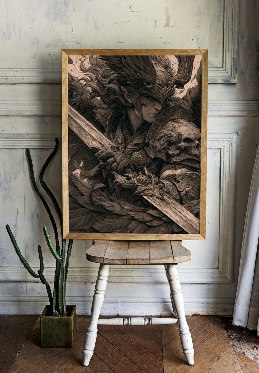 Warrior Portrait Illustration Poster. room preview