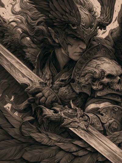 Warrior Portrait Illustration Poster.