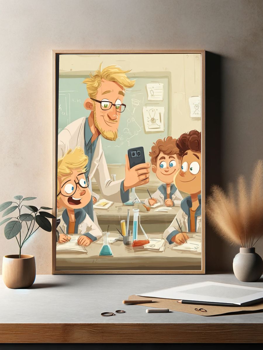 Science Classroom Illustration Poster. — room view 2