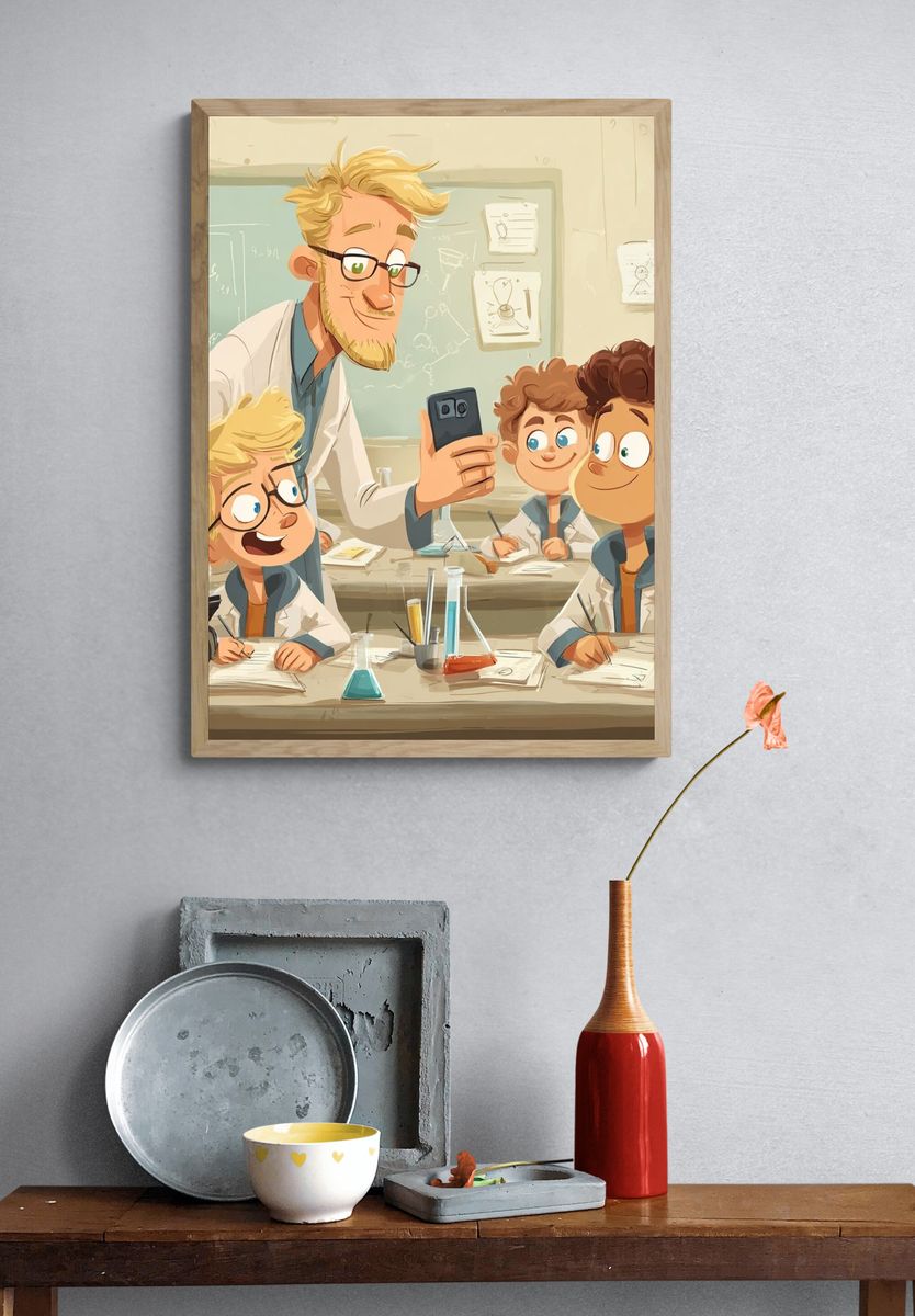 Science Classroom Illustration Poster. — room view 3