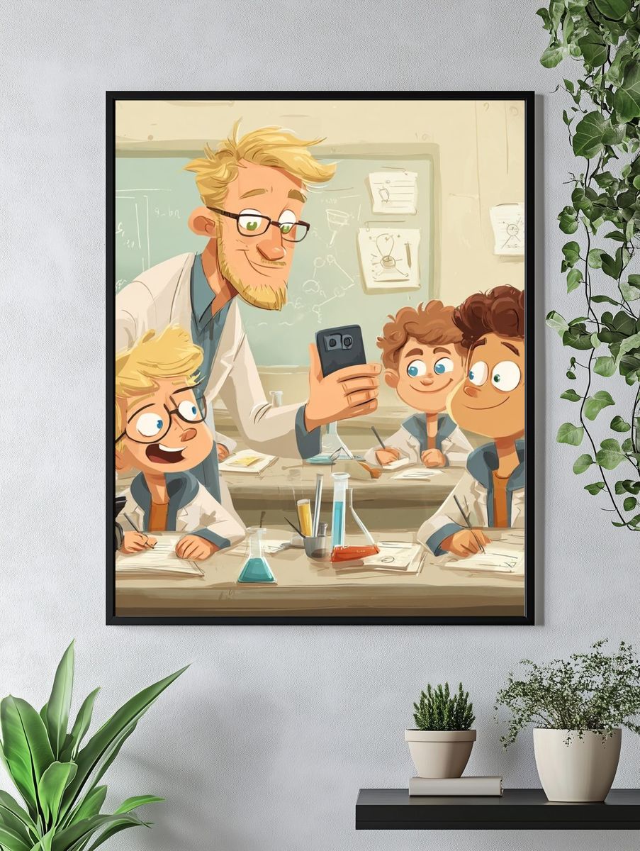 Science Classroom Illustration Poster. — room view 4