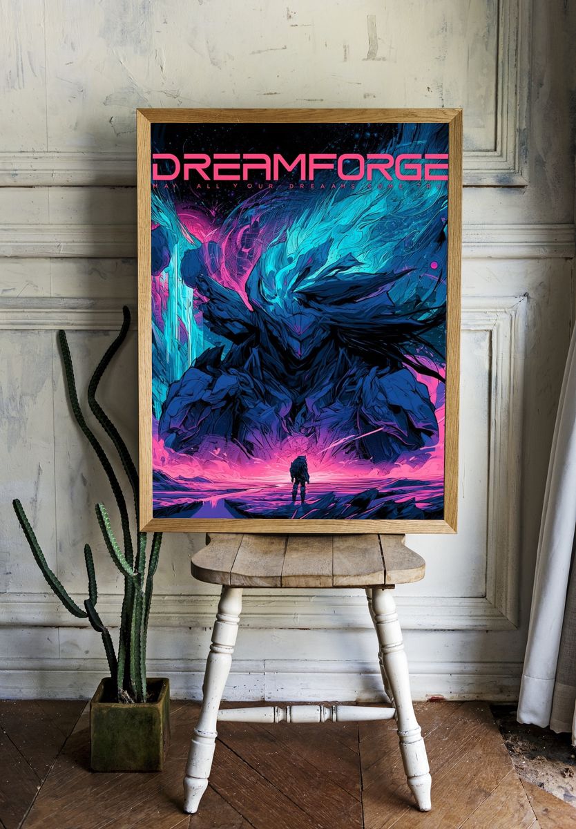 Underwater Dragon City Fantasy Print. room preview