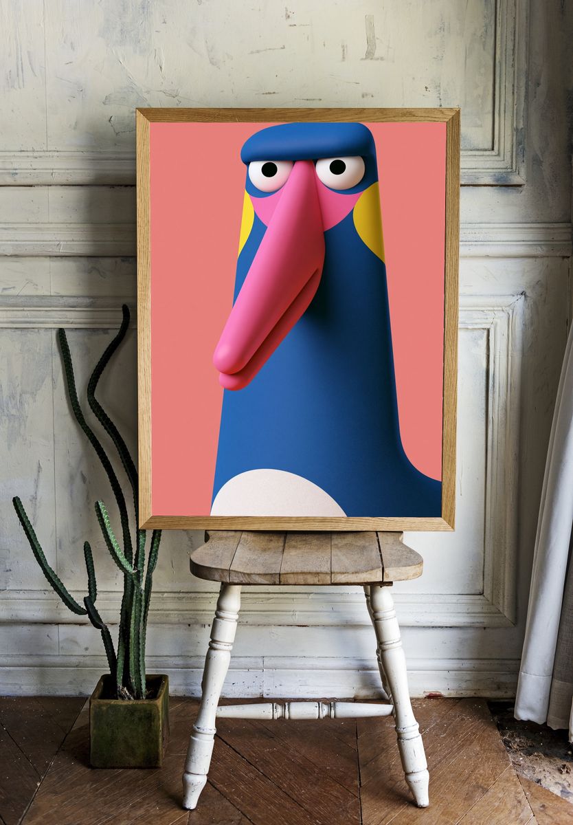 Colorful Bird Portrait Poster. room preview