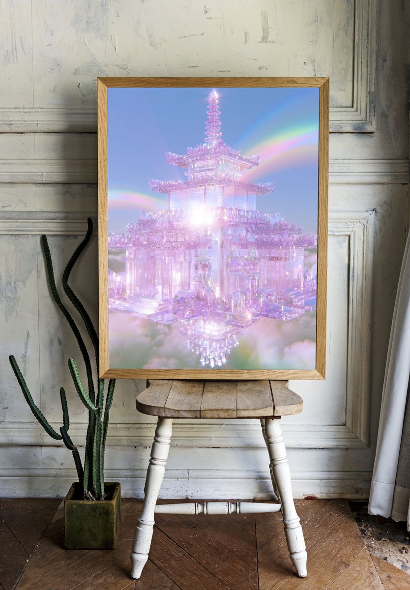 Crystal Sky Pagoda Print. room preview