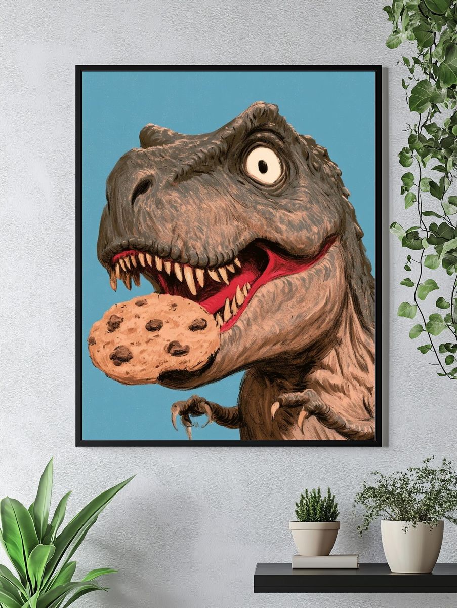 T-Rex Cookie Monster Illustration Poster. — room view 4