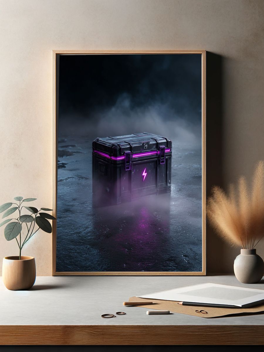 Neon Loot Crate Digital Art Poster. — room view 2