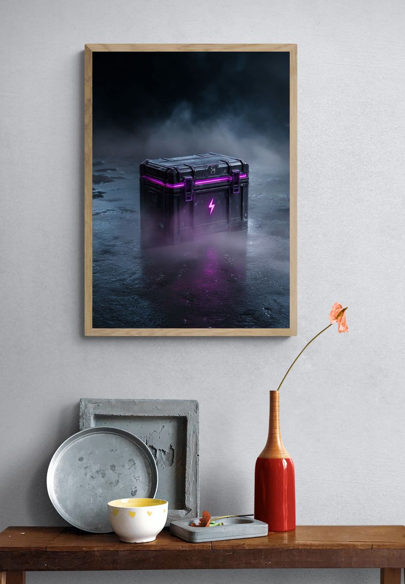 Neon Loot Crate Digital Art Poster. — room view 3