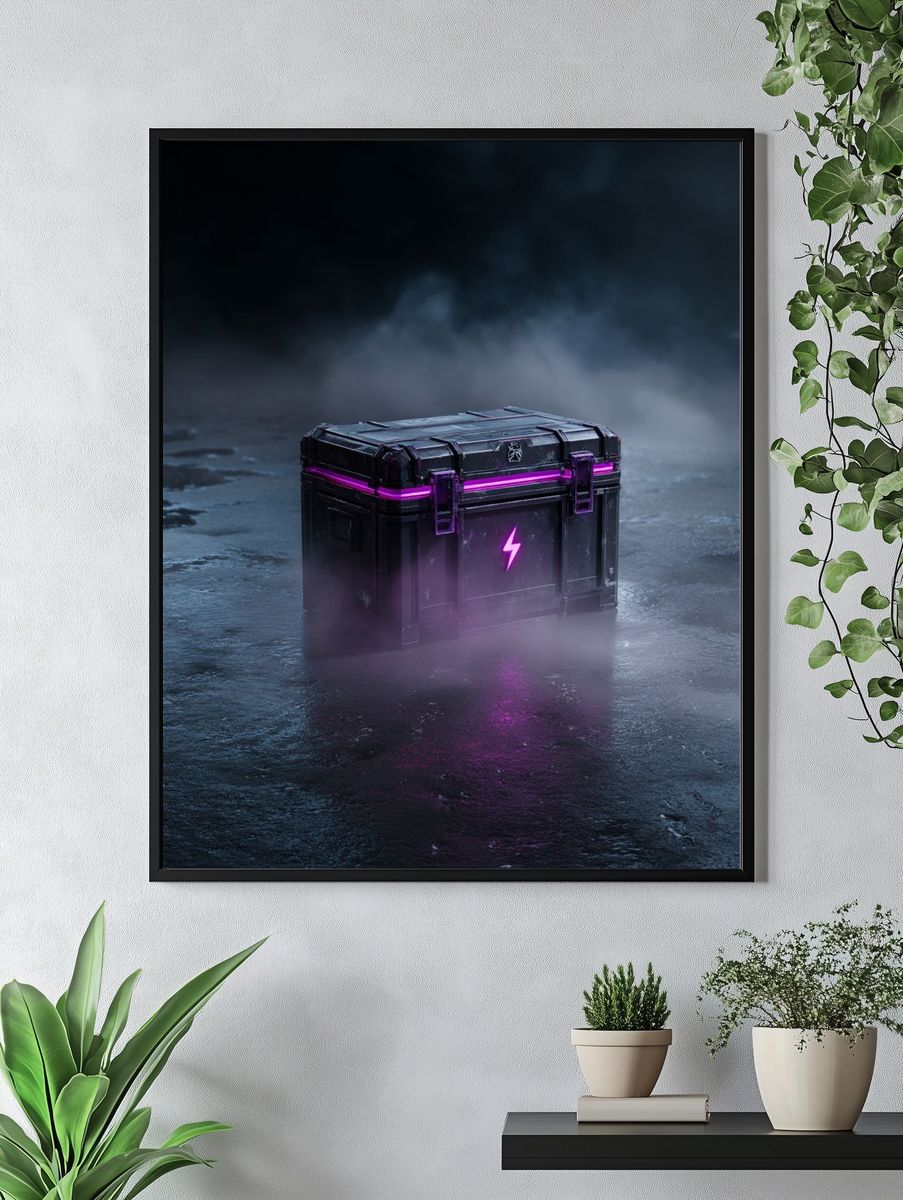 Neon Loot Crate Digital Art Poster. — room view 4