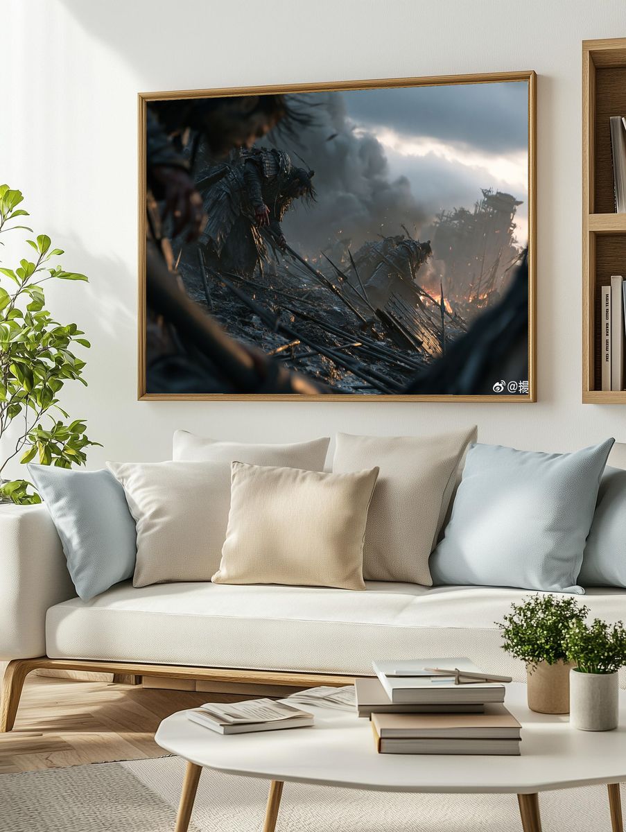 Samurai Battlefield Scene Poster. — room view 2