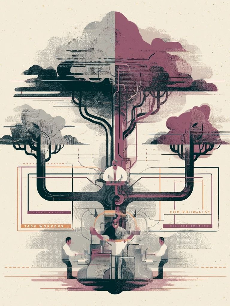 Surreal Office Tree Illustration Poster. poster detail