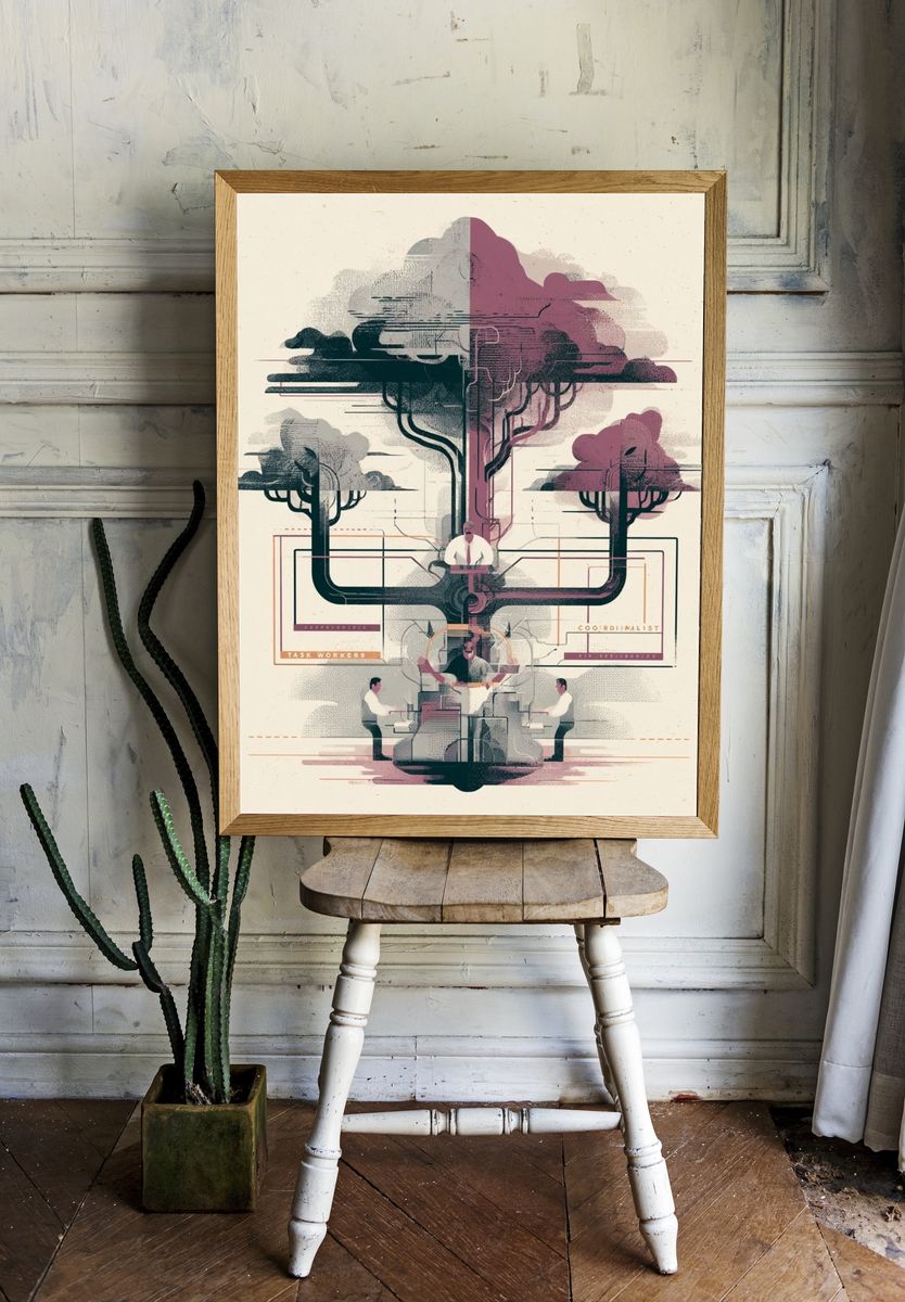 Surreal Office Tree Illustration Poster. room preview