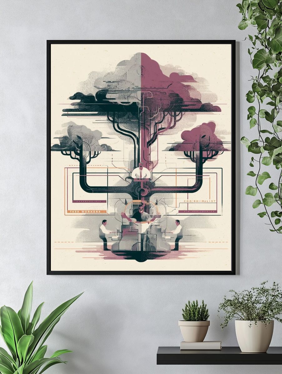 Surreal Office Tree Illustration Poster. — room view 4