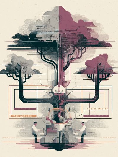 Surreal Office Tree Illustration Poster. poster