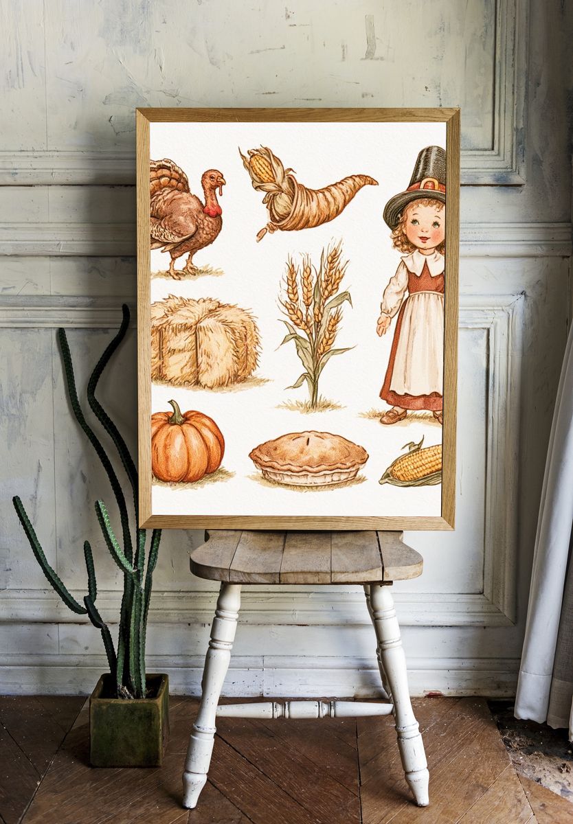 Harvest Thanksgiving Illustration Poster. room preview