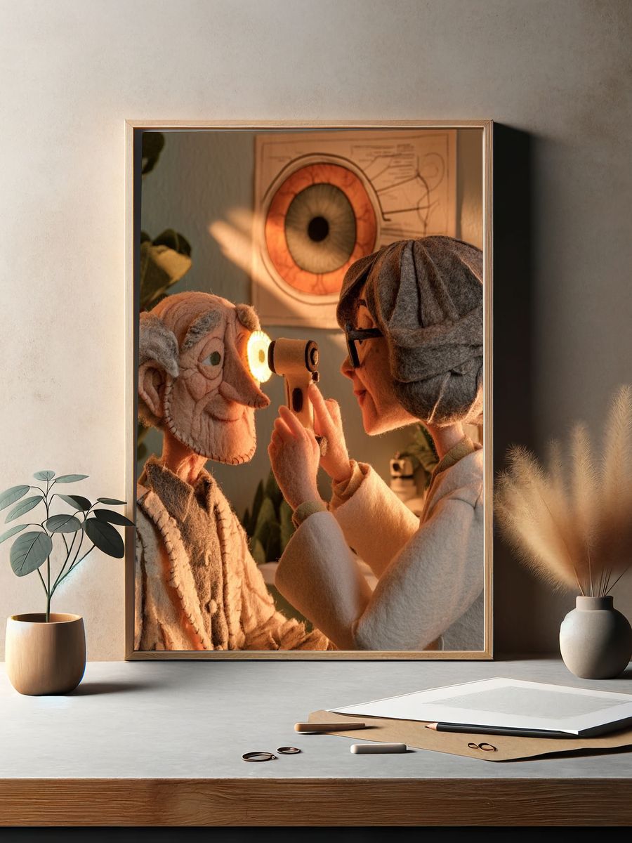 Eye Exam Stop-Motion Illustration Poster. — room view 2