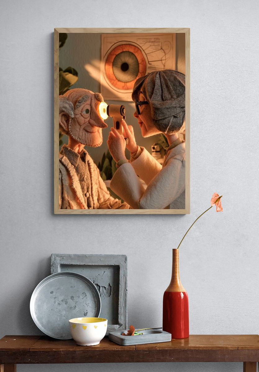 Eye Exam Stop-Motion Illustration Poster. — room view 3