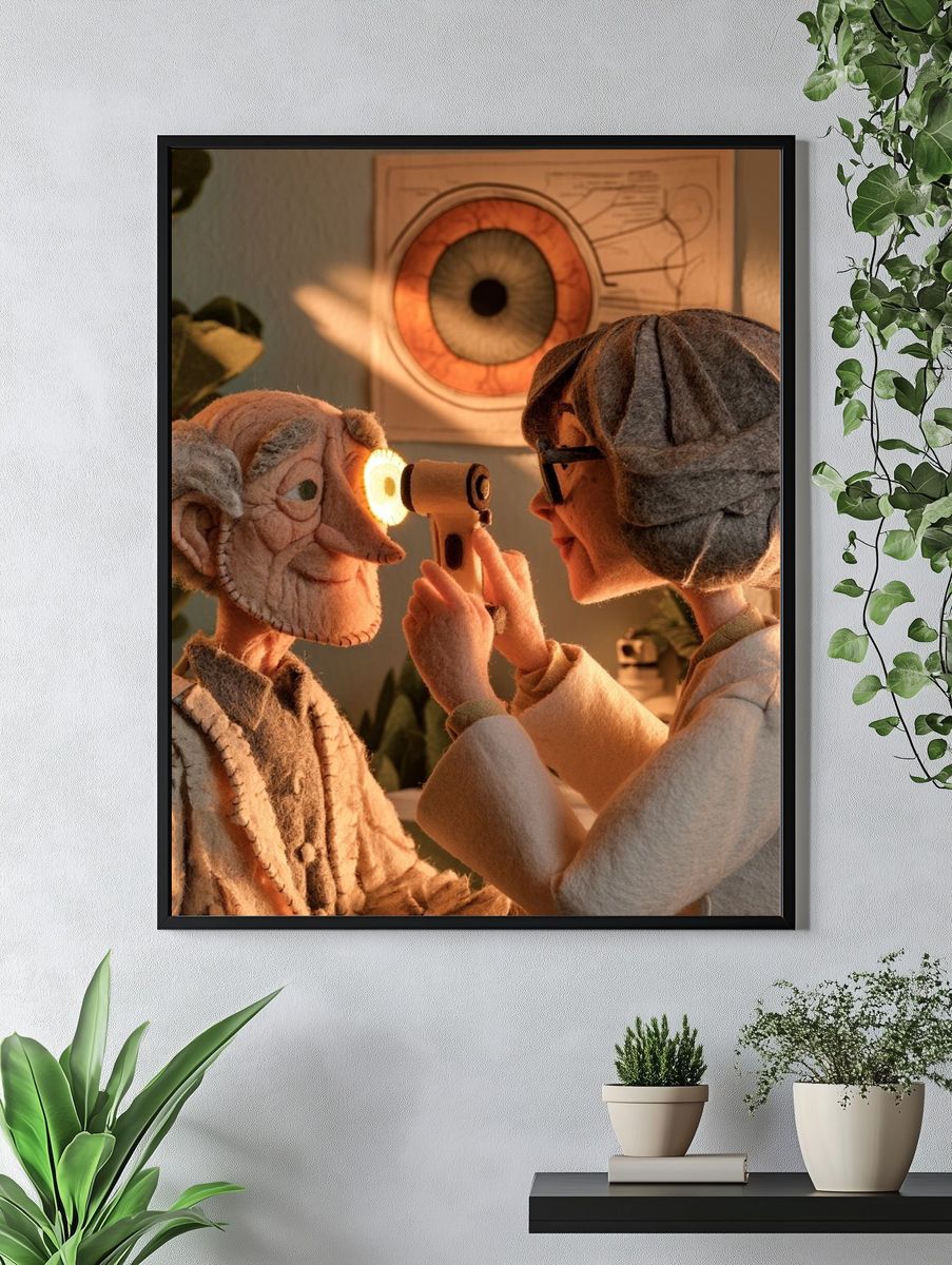 Eye Exam Stop-Motion Illustration Poster. — room view 4