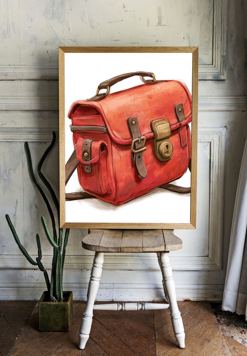 Red Satchel Illustration Poster. room preview