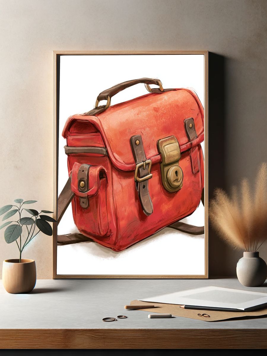 Red Satchel Illustration Poster. — room view 2