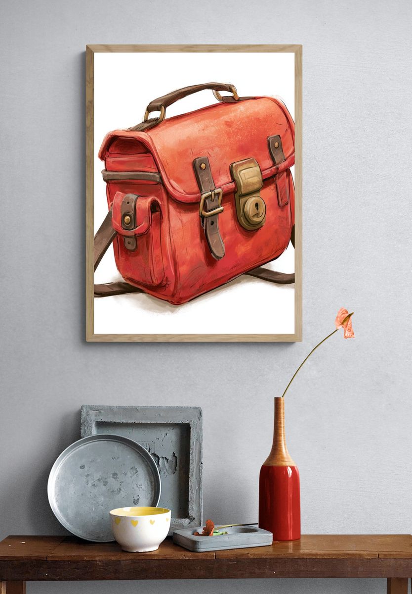 Red Satchel Illustration Poster. — room view 3
