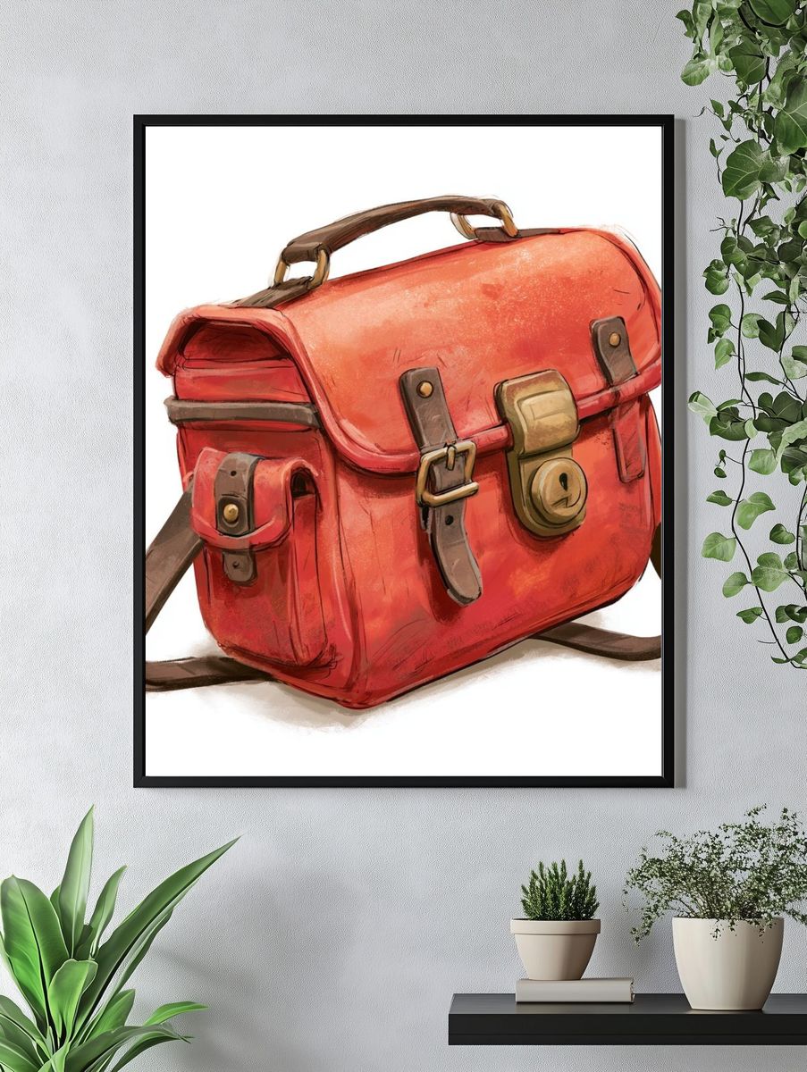 Red Satchel Illustration Poster. — room view 4