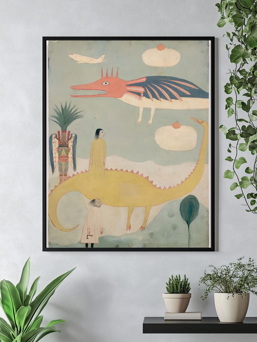 Surreal Dinosaur Dreamscape Print. — room view 4