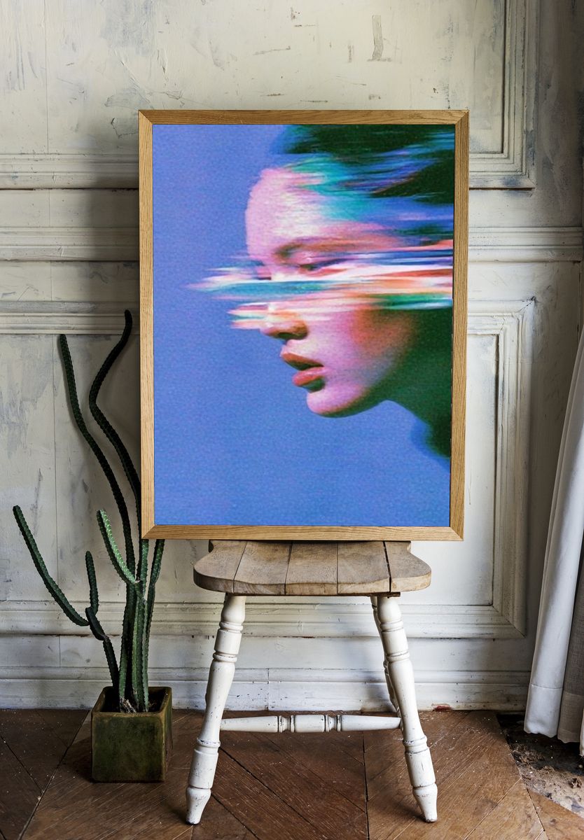 Glitch Portrait Illustration Poster. room preview