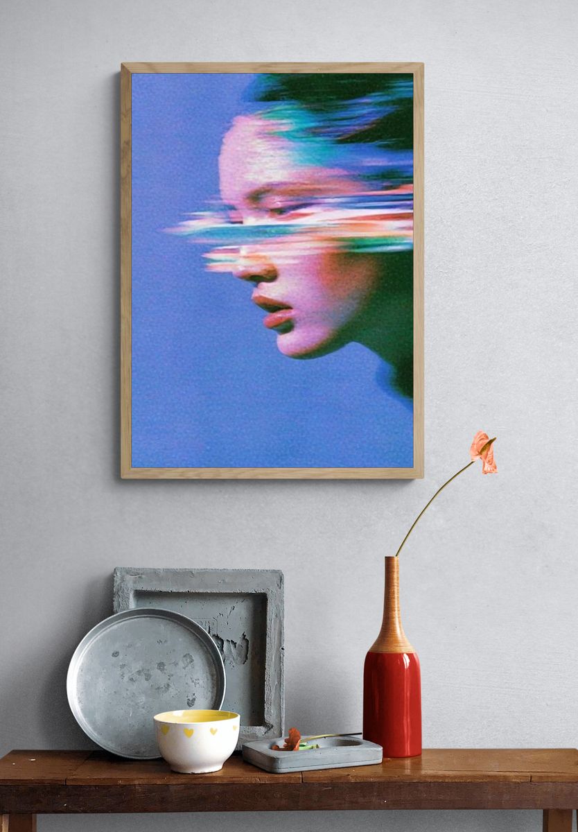 Glitch Portrait Illustration Poster. — room view 3