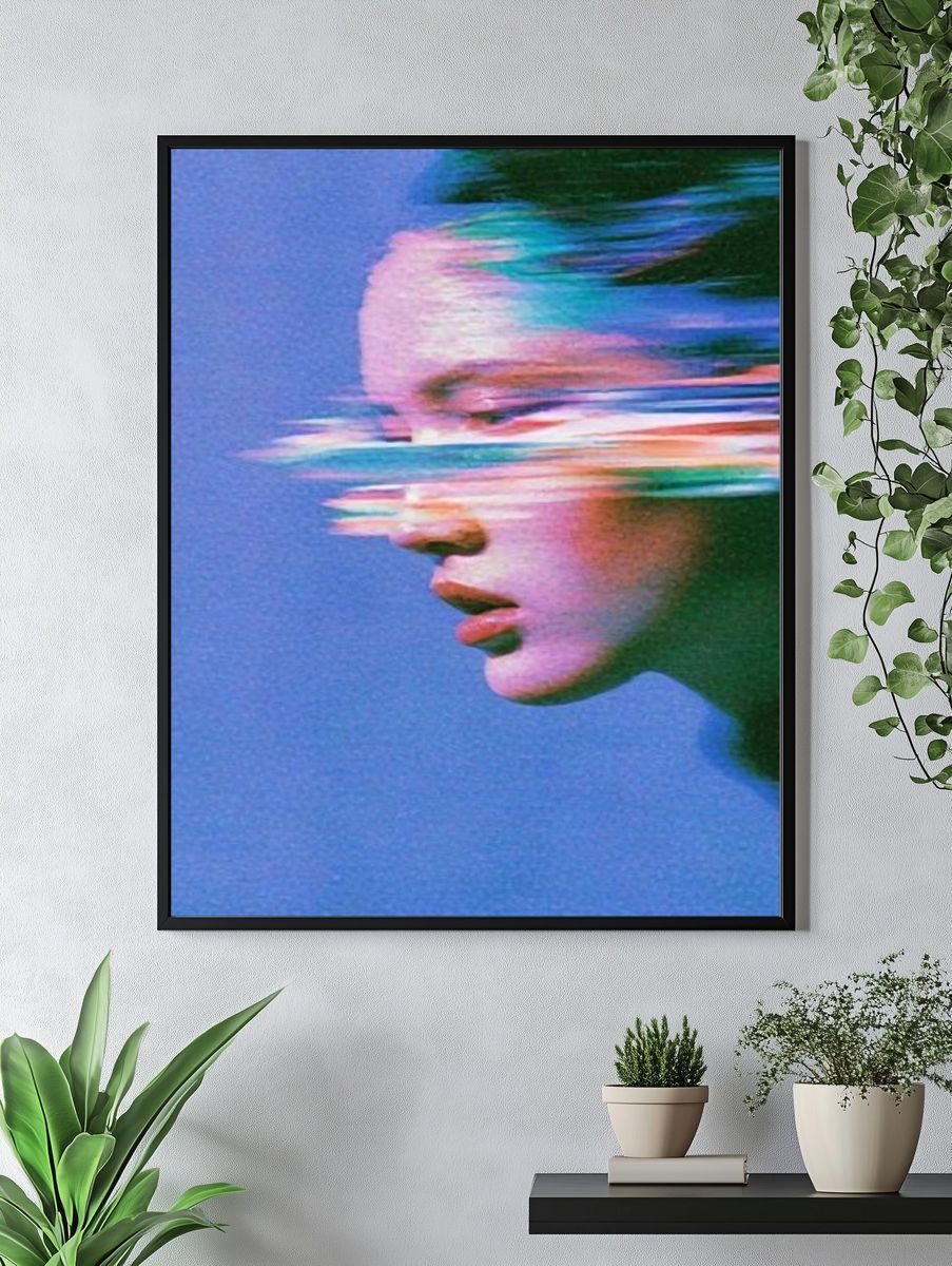 Glitch Portrait Illustration Poster. — room view 4