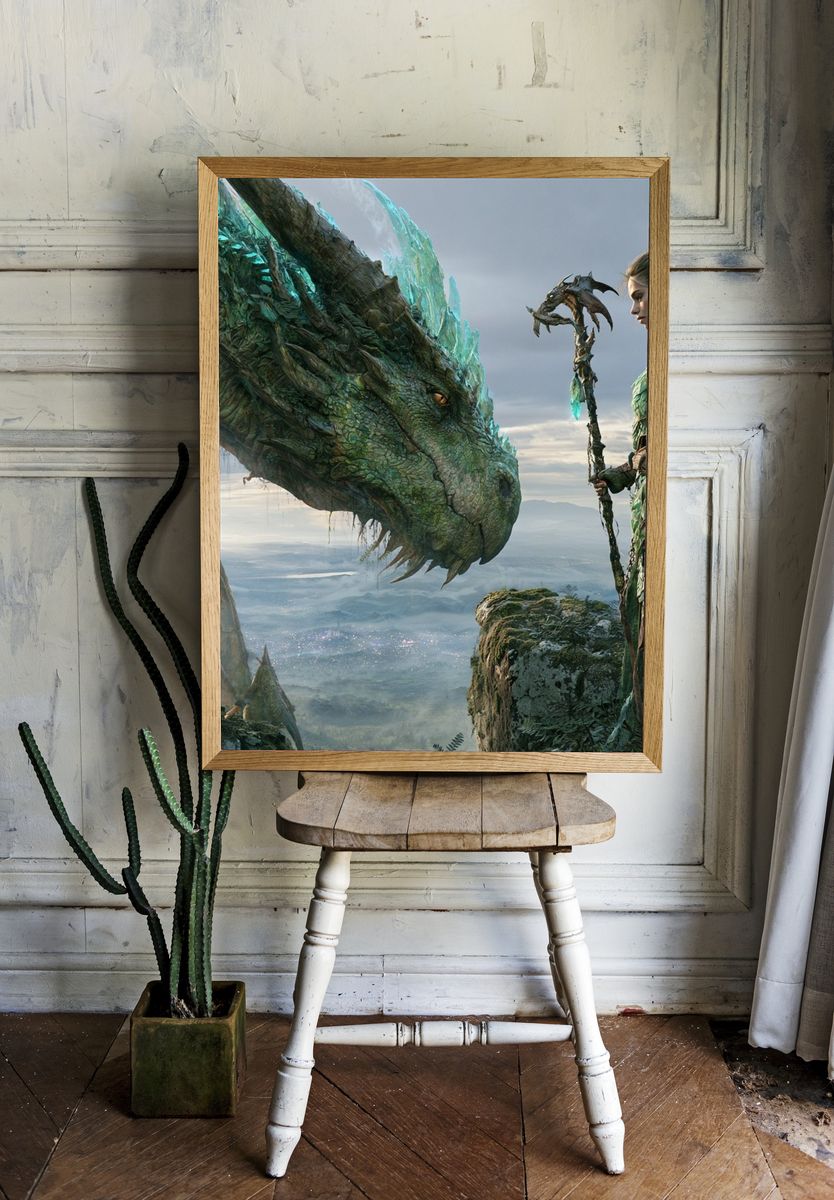 Dragon and Warrior Fantasy Print. room preview