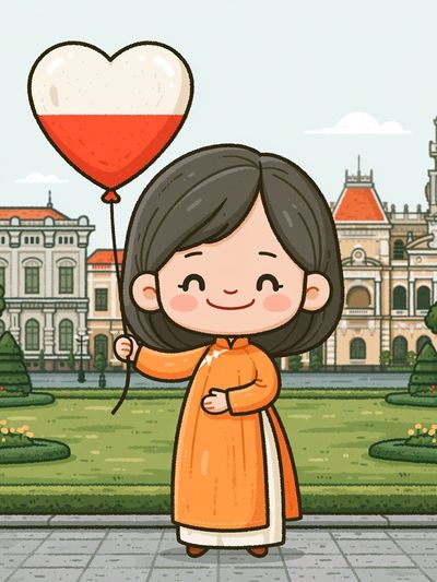 Hanoi Girl with Heart Balloon Print. poster print
