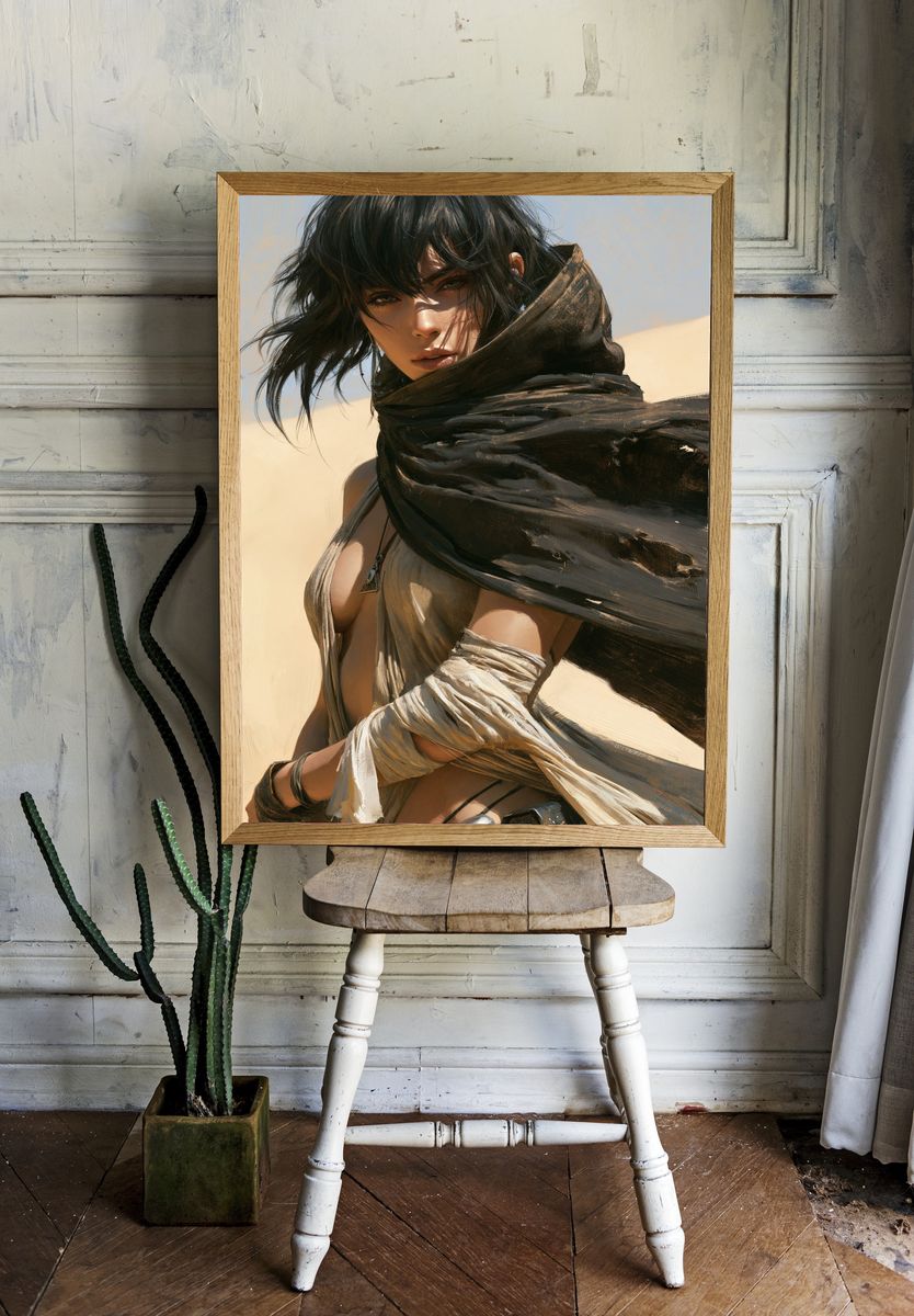 Desert Warrior Portrait Print. room preview