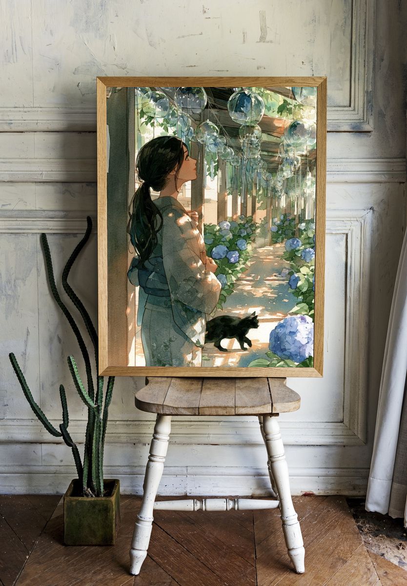 Hydrangea Garden Kimono Print. room preview
