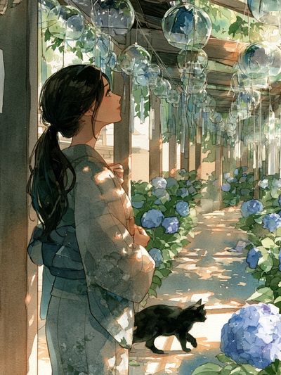 Hydrangea Garden Kimono Print.