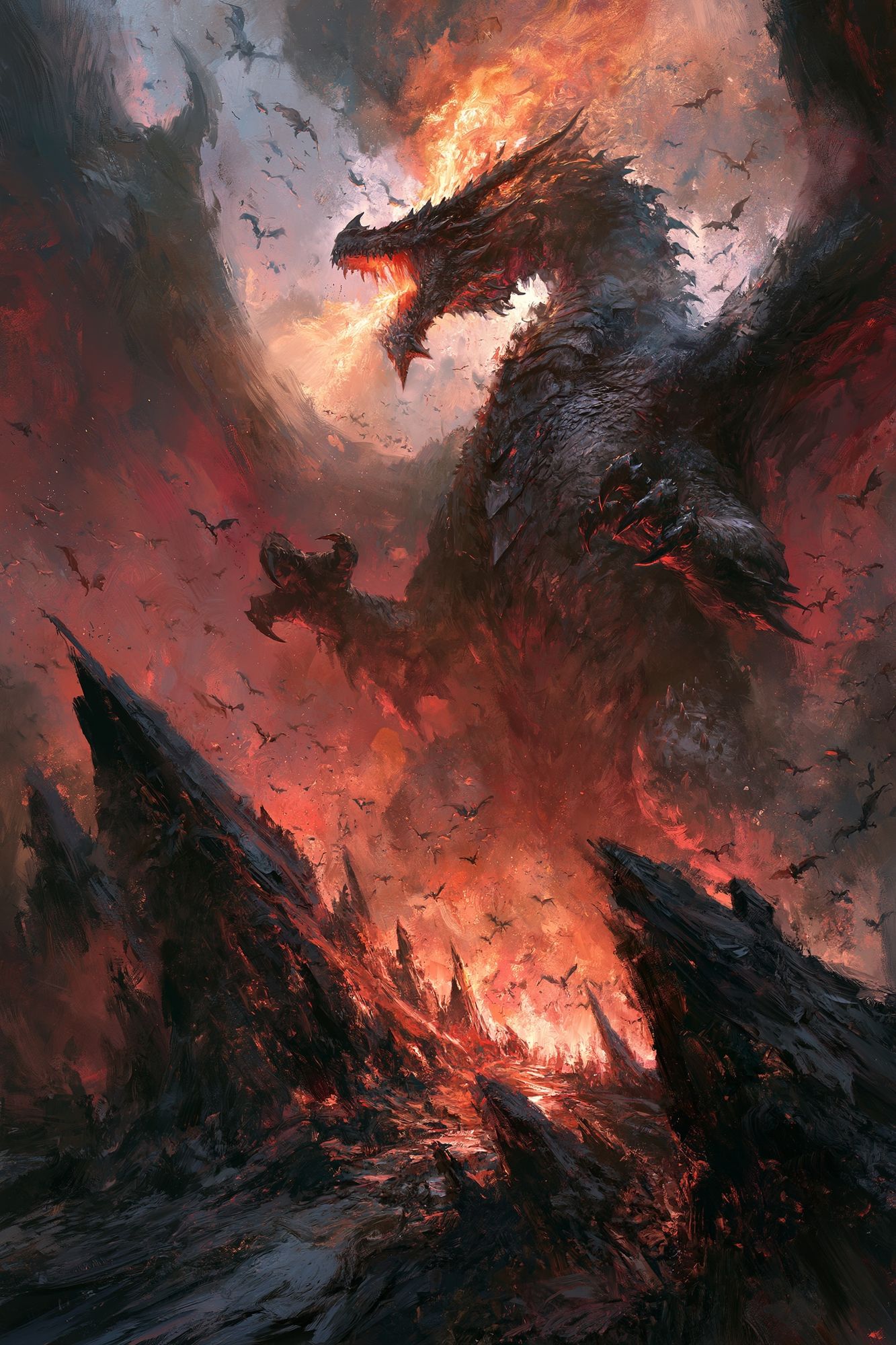 Fire Dragon Fantasy Art Print. poster — illustration art