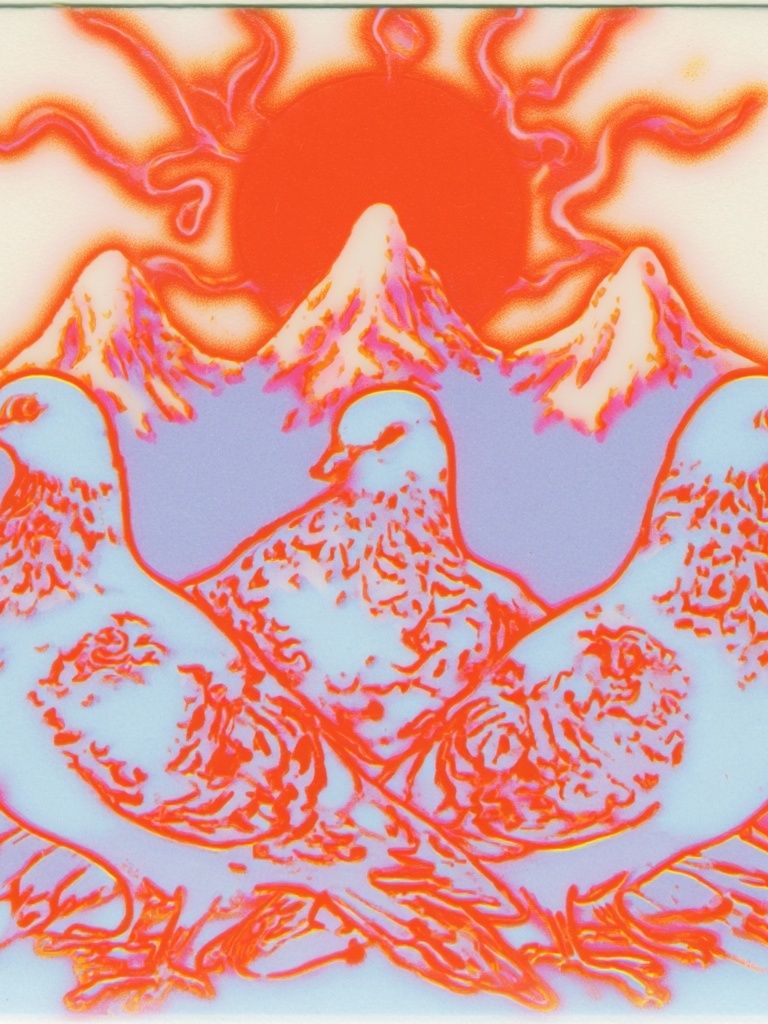 Pigeons and Sun Surreal Poster. poster detail