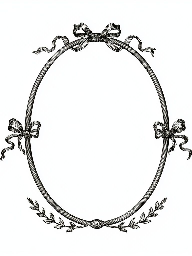 Ornate Ribbon Oval Frame Print. poster — illustration art