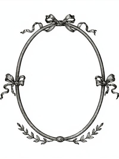 Ornate Ribbon Oval Frame Print.