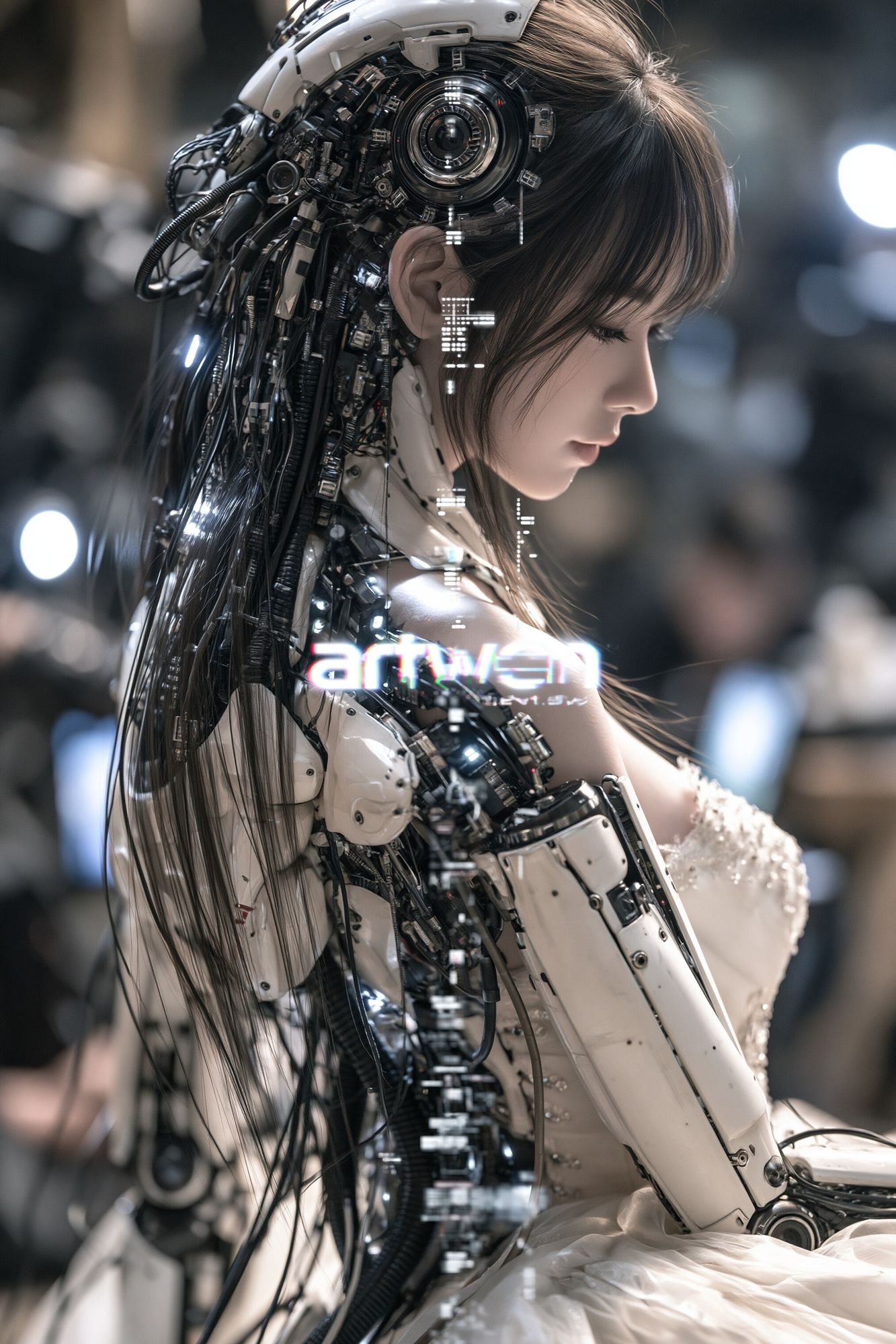 Cybernetic Girl Portrait Print. poster detail